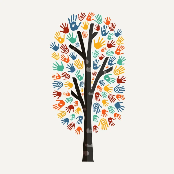 Mano árbol concepto ilustración para caridad ayuda — Vector de stock