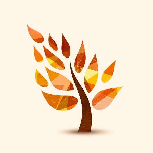 Projeto de conceito de símbolo de árvore de queda para a ajuda da natureza — Vetor de Stock