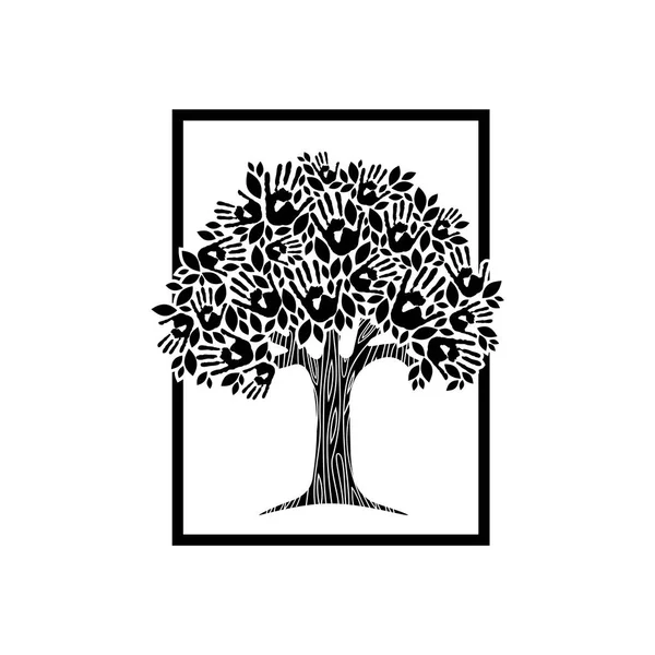 Иллюстрация концепции ручного дерева для благотворительной помощи — стоковый вектор