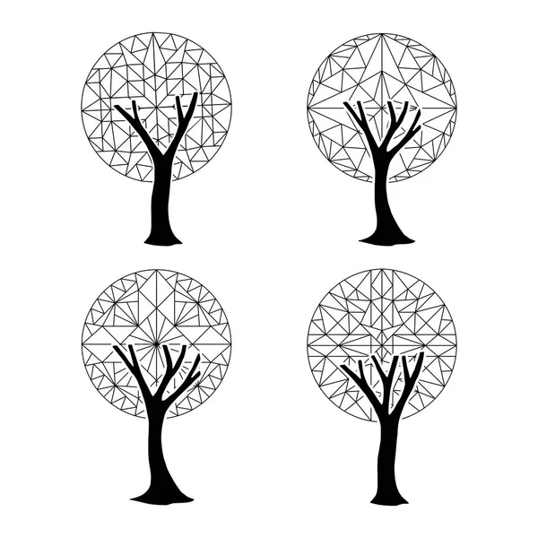 Ağaç öğesi soyut geometrik tarzda ayarla — Stok Vektör