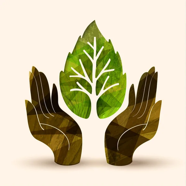 El concepto de árbol de mano ilustración para la naturaleza ayuda — Vector de stock