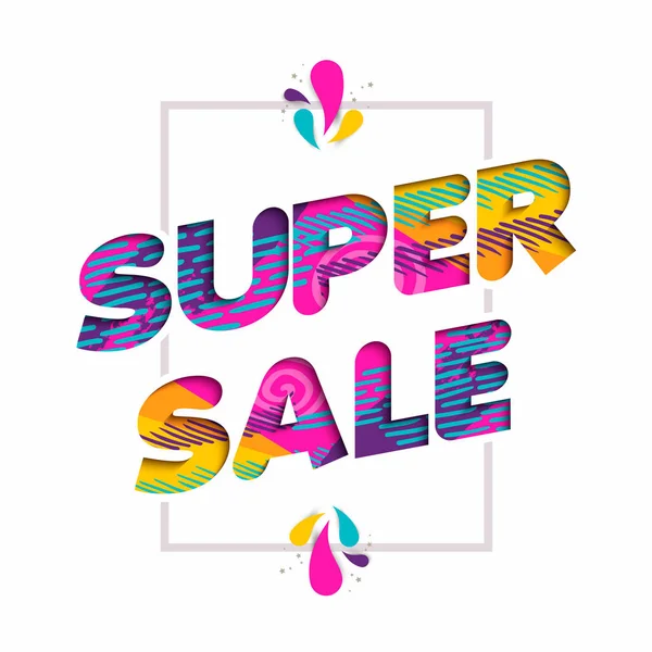 Super sale quote sign price discount in fun color — Stock Vector