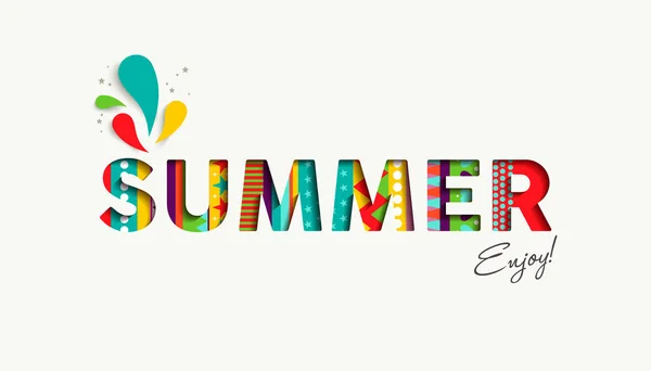 Letní dovolená barevná nabídka papír vyjmout fun text — Stockový vektor