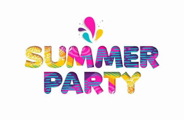 Citação de cor de recorte de festa de verão para férias divertidas — Vetor de Stock