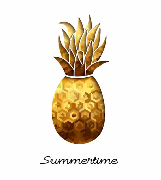 Letní zlatou ananas design pro Prázdninové sezóny — Stockový vektor
