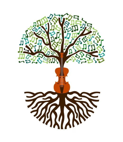Classical music tree nature concept illustration — Stock Vector