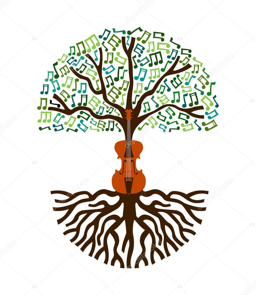 Classical music tree nature concept illustration