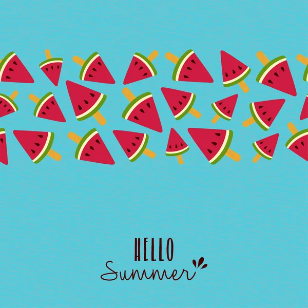 Hello nyári ajánlat görögdinnye kártya design pattern — Stock Vector