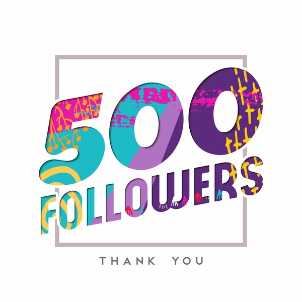500 internet követője számot köszönöm sablon — Stock Vector