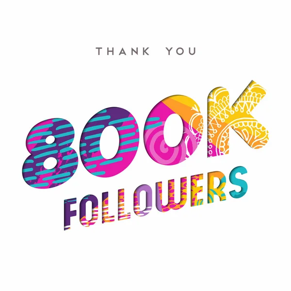 800 k internet követője számot köszönöm sablon — Stock Vector