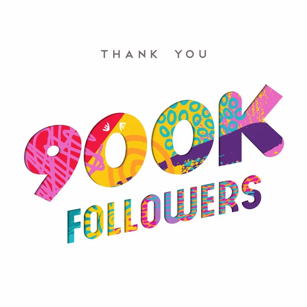 900 k internet követője számot köszönöm sablon — Stock Vector