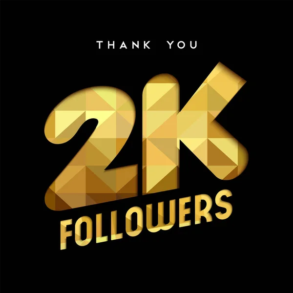 2k gold internet follower number thank you card — Stock Vector