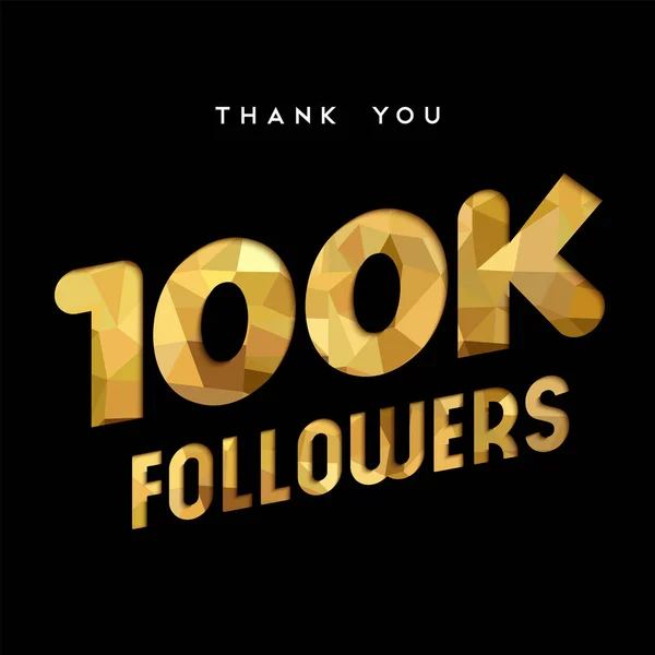 100k gold internet follower number thank you card — Stock Vector