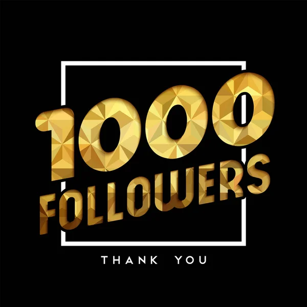 1k Gold Internet Follower Nummer Danke-Karte — Stockvektor