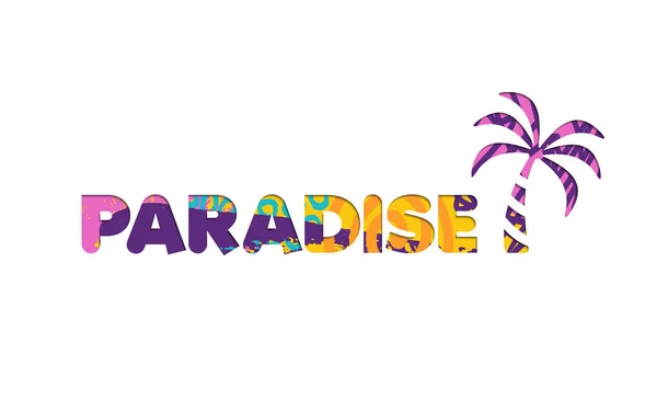 Sommar semester beach paradise färg cutout citat — Stock vektor
