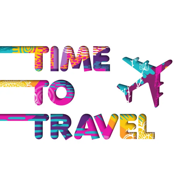 Summer vacation plane travel color text quote — Stock Vector