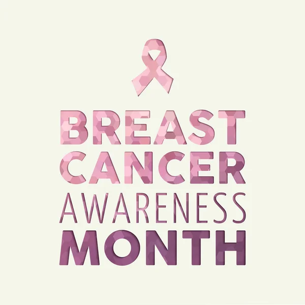 Consciência de câncer de mama recorte tipografia rosa — Vetor de Stock