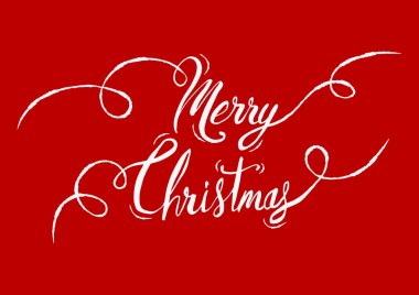 Neşeli Noel el çekilmiş kırmızı alıntı tebrik kartı