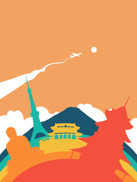 Voyage Japon paysage historique du monde — Image vectorielle