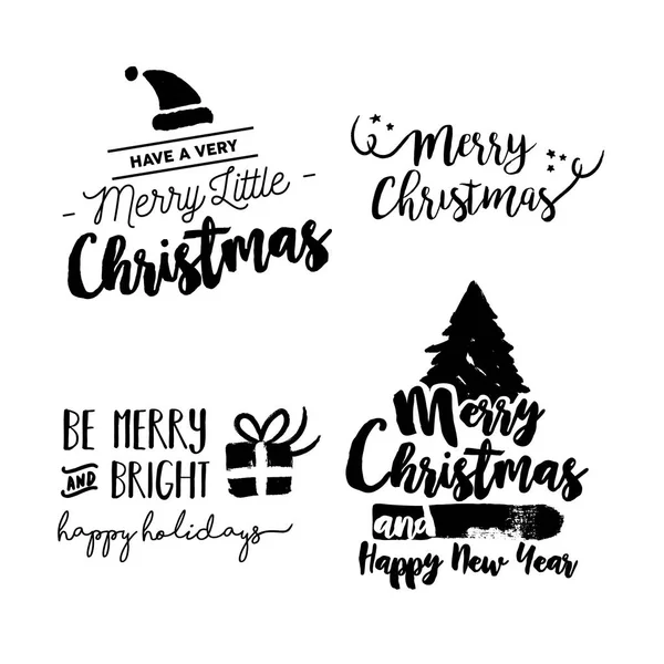 Natale lettering stagione delle vacanze arte citazione set — Vettoriale Stock