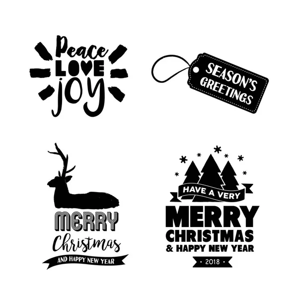 Navidad hecha a mano tinta cepillo lettering cita conjunto — Archivo Imágenes Vectoriales