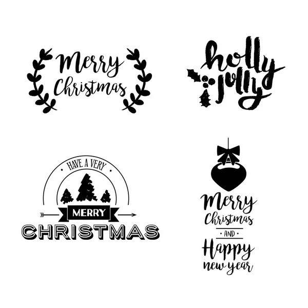 Natale lettering stagione delle vacanze arte citazione set — Vettoriale Stock