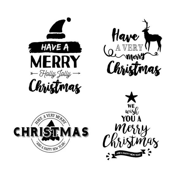 Navidad hecha a mano tinta cepillo lettering cita conjunto — Archivo Imágenes Vectoriales