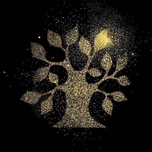 Ağaç altın glitter sanat kavramı sembol illüstrasyon — Stok Vektör
