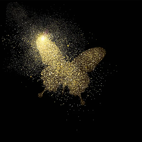 Fjäril guld glitter konst symbol illustration — Stock vektor