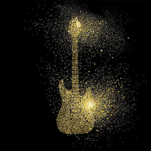 E-Gitarre Gold glitter art concept symbol — Stockvektor