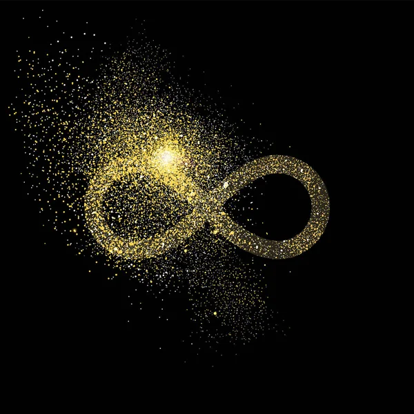 Ilustración de símbolo de concepto de brillo dorado infinito — Vector de stock