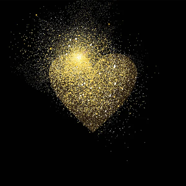 Kalp Altın glitter sanat kavramı sembol illüstrasyon — Stok Vektör