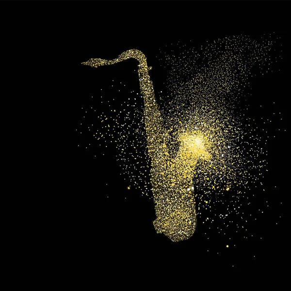 Sax gold glitter art concept symbol illustration — Stock Vector