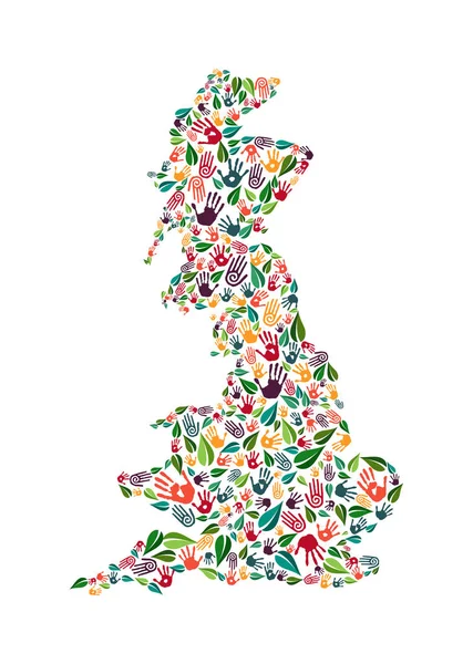 Angleterre empreinte main environnement social aider concept — Image vectorielle