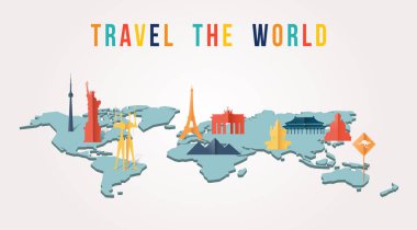 Dünya kağıt kesme anıt harita tasarım seyahat