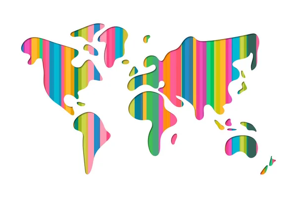 世界地図のカラフルな紙を抽象的なイラストをカット — ストックベクタ