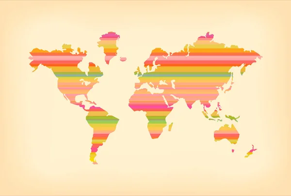 彩色条纹旧世界地图图概念 — 图库矢量图片