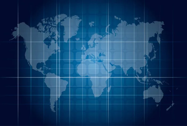 現代の青いデジタル世界地図技術コンセプト — ストックベクタ