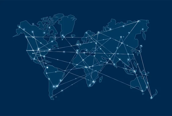 Moderne blaue digitale Weltkarte Konzept Illustration — Stockvektor