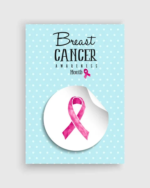 Breast cancer awareness rosa låg poly båge affisch — Stock vektor