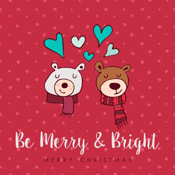 Χαριτωμένες διακοπές Χριστούγεννα αγάπης φέρει κάρτα γελοιογραφία — Διανυσματικό Αρχείο