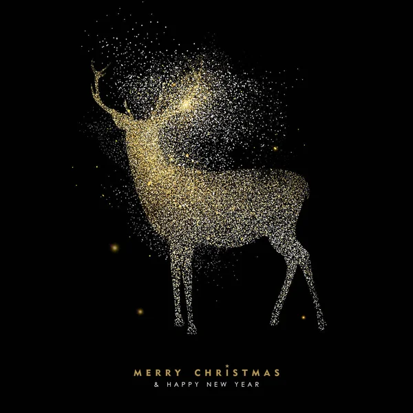 Christmas and new year holiday gold glitter deer — Stock Vector