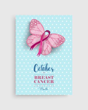 Pembe meme kanser kelebek şerit sanat poster