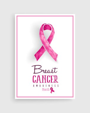 Meme Kanseri Bilinçlendirme pembe düşük Poli yay poster