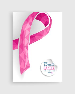 Meme Kanseri Bilinçlendirme pembe düşük Poli yay poster