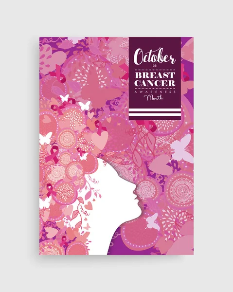 Breast cancer awareness pink girl poster design — Stock Vector