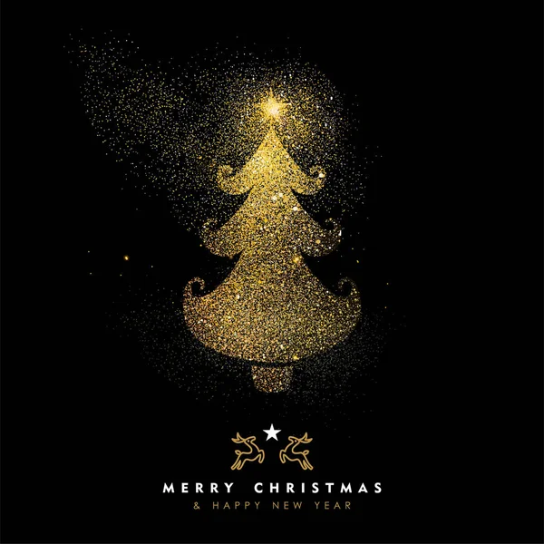 Noel ve yeni yıl altın glitter çam ağacı kartı