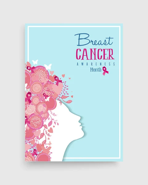Consciência de câncer de mama rosa projeto do cartaz menina —  Vetores de Stock
