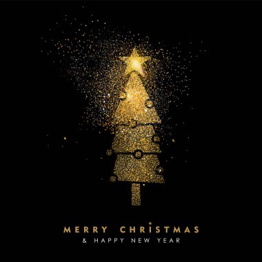 Noel ve yeni yıl glitter çam ağacı kart sanat