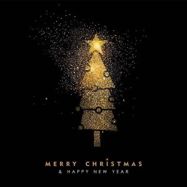 圣诞节和新年闪光松树树卡艺术 — 图库矢量图片